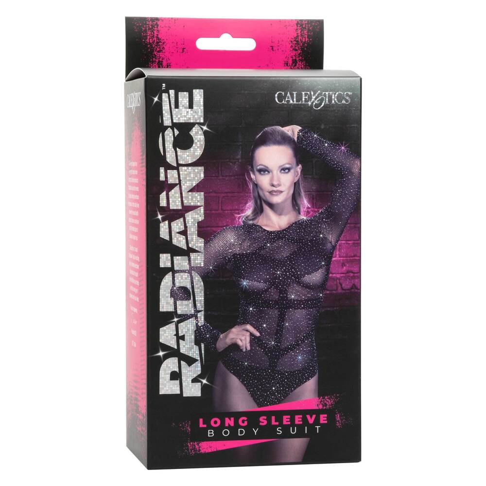 Radiance Long Sleeve Body Suit - One Size - Black CalExotics